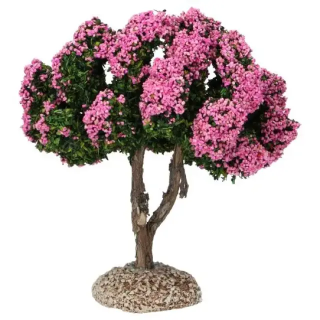 Décor pour santons de Provence Arbre rose H 15 cm