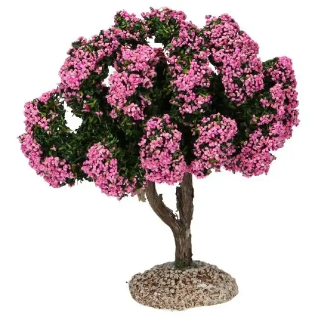 Décor pour santons de Provence Arbre rose H 15 cm