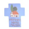 Croix Ceramique 12 X 10 Cm Bleu Indigo Protegez Notre Maison