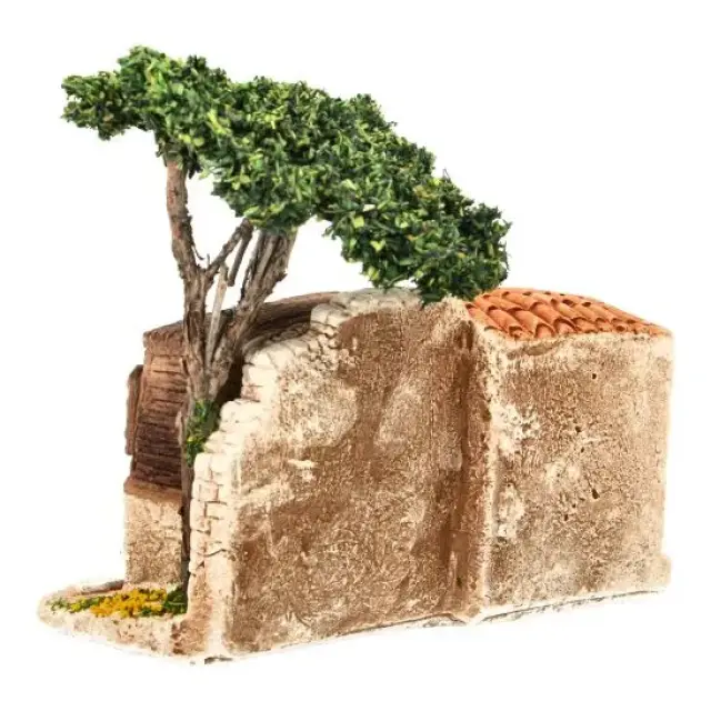 Décor pour santons de Provence Poulailler avec arbre 18 x 10 cm