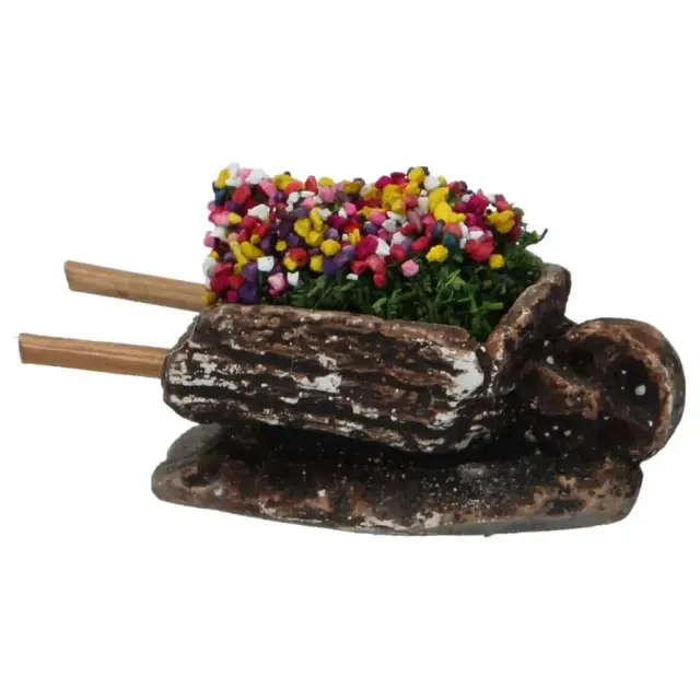 Décor pour santons de Provence Brouette multifleurs 7x3x2 cm