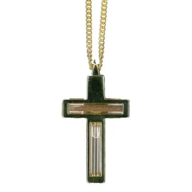 Pendentif plaqué-or+Chaine 60 Cm-Eau Jourdain/Terre Ste