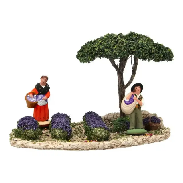 Décor pour santons de Provence Champ de lavandes 25x15 cm