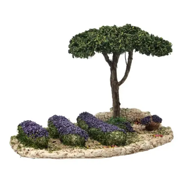 Décor pour santons de Provence Champ de lavandes 25x15 cm