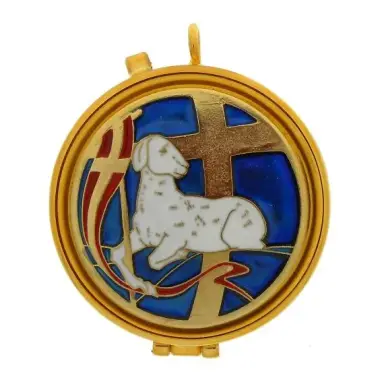 Pyxide Dorée Diam 55 mm Agneau de Dieu - Em. multicolore