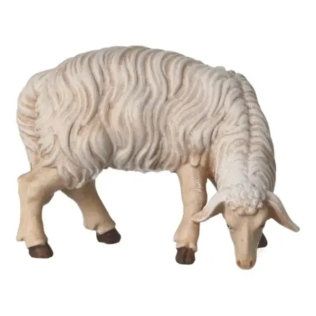 Kerstgroep Heide Hannah Houtsnijwerk : schaap/Grazend voor kerstfiguren van 20 cm / Gekleurd