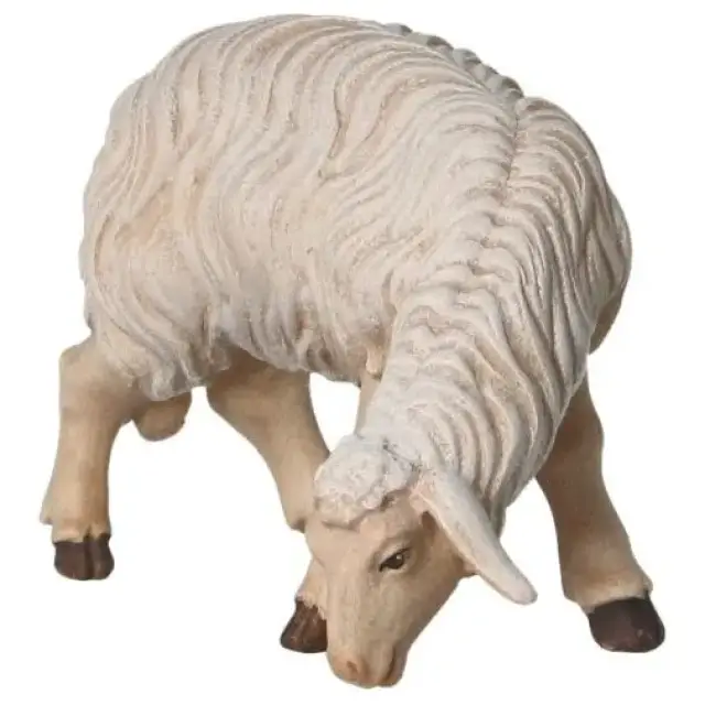 Kerstgroep Heide Hannah Houtsnijwerk : schaap/Grazend voor kerstfiguren van 20 cm / Gekleurd