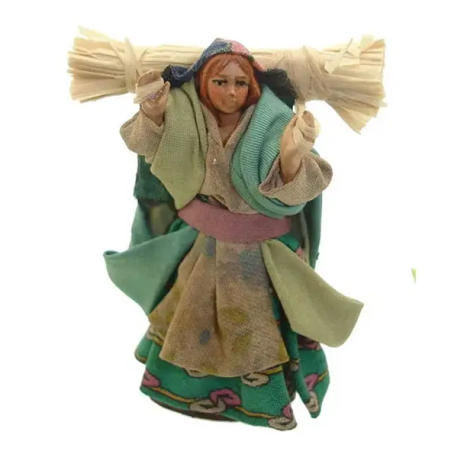 Santon Napolitain 08 Cm Femme Avec Paille