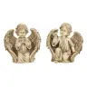Angel kneeling with bird 26 x 25 cm tone stone