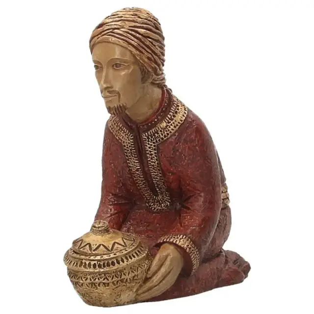 Mage Gaspar à genou - 23 cm - rouge/brun
