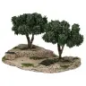 Décor pour santons de Provence Champ d'oliviers avec 2 arbres 22 x 15 cm