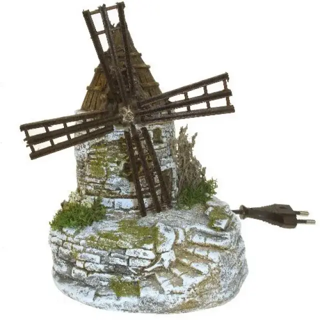 Décor pour santons de Provence Moulin fonctionnant - 220 V - 18 x 18 x H 25 cm