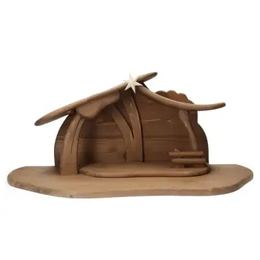 Cabane ( 64 X 28 cm) pour personnages de 12 cm - Ton bois foncé