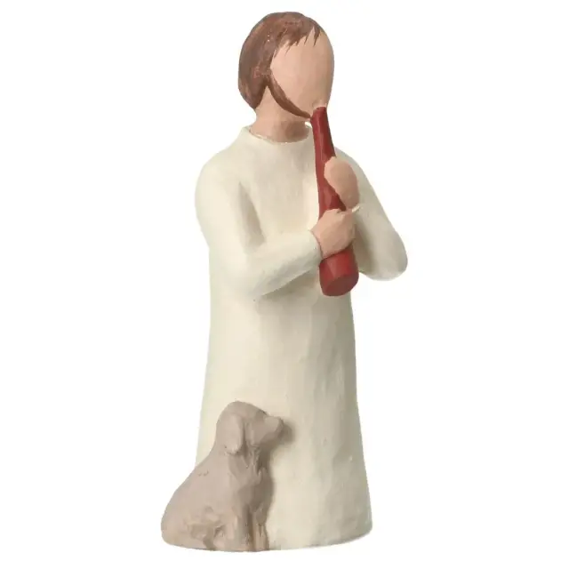 Nativity scene Onillon 10 cm stone white - Shepherd with a flute