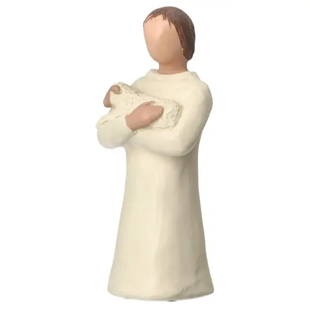 Nativity scene Onillon 10 cm stone white - Shepherd with sheep