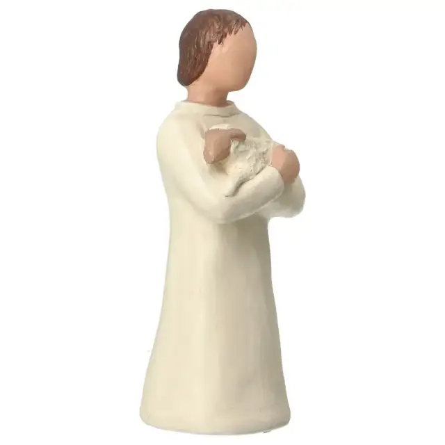 Nativity scene Onillon 10 cm stone white - Shepherd with sheep