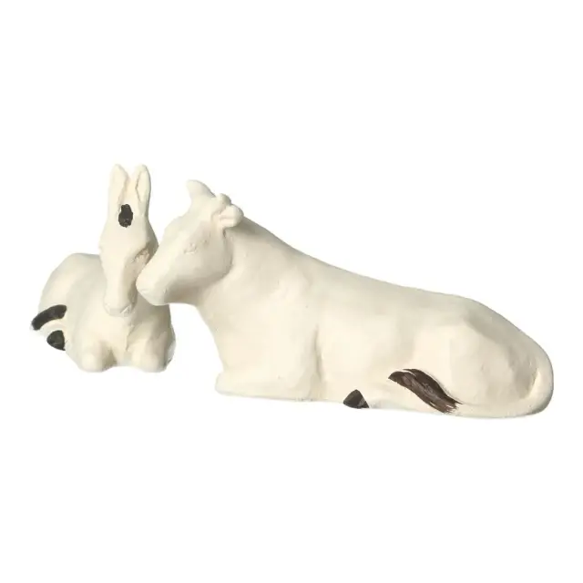 Nativity scene Onillon 10 cm stone white - Donkey and ox