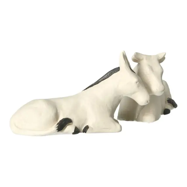 Nativity scene Onillon 10 cm stone white - Donkey and ox