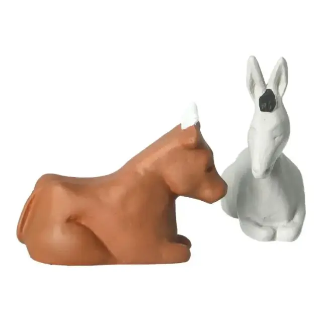 Sand nativity scene Pierreline 8 cm polychrome - Donkey and ox