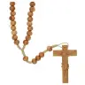 Chapelet sur corde en bois d’olivier – crucifix sculpté