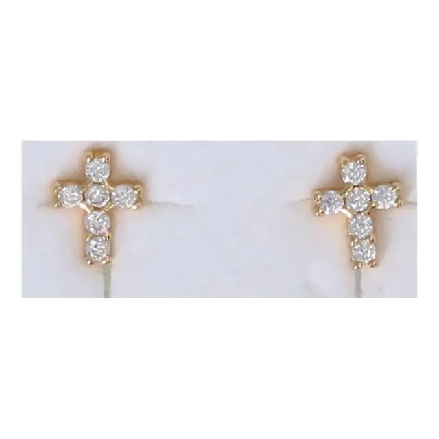 Boucles d'oreilles en plaqué or croix en zircons