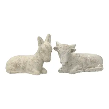 Ane et boeuf - 8 cm - Blanc