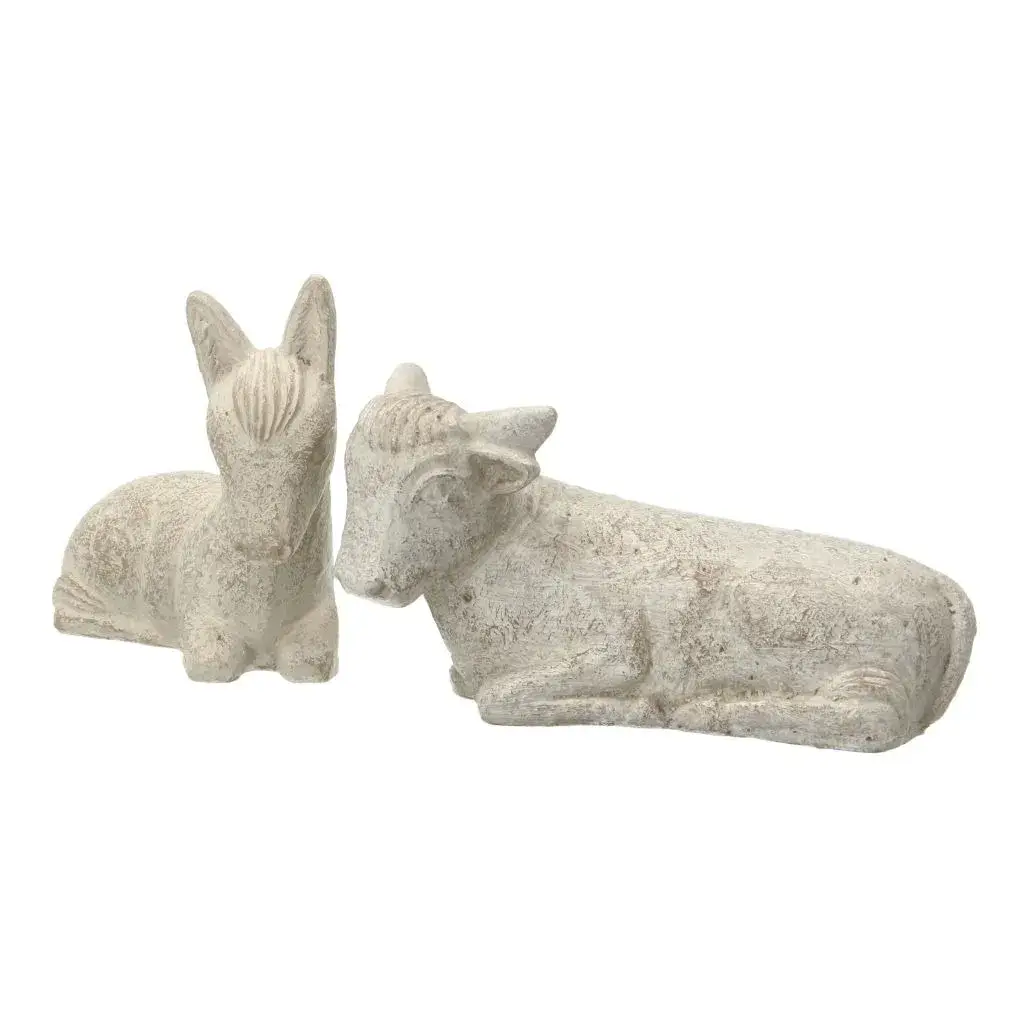 Ane et boeuf - 8 cm - Blanc