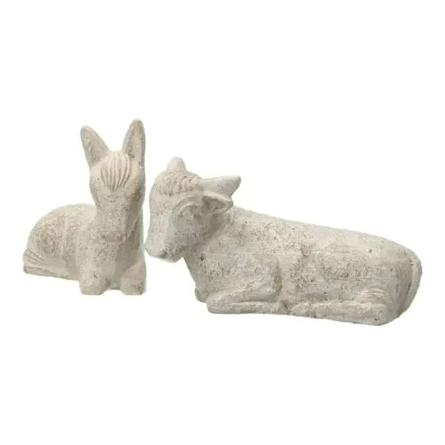 Donkey and ox – 8 cm – White