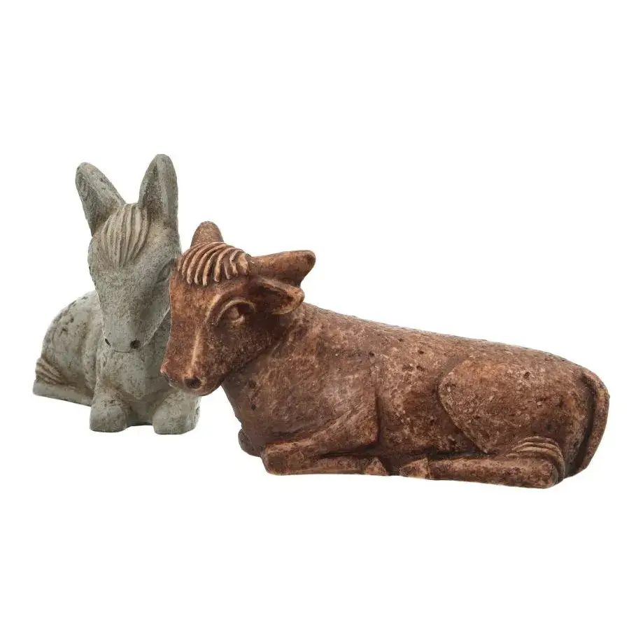 Ane et boeuf - 8 cm - Couleur