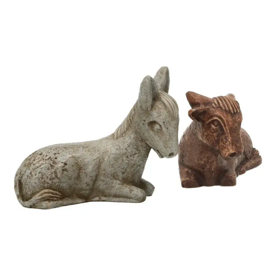Ane et boeuf - 8 cm - Couleur