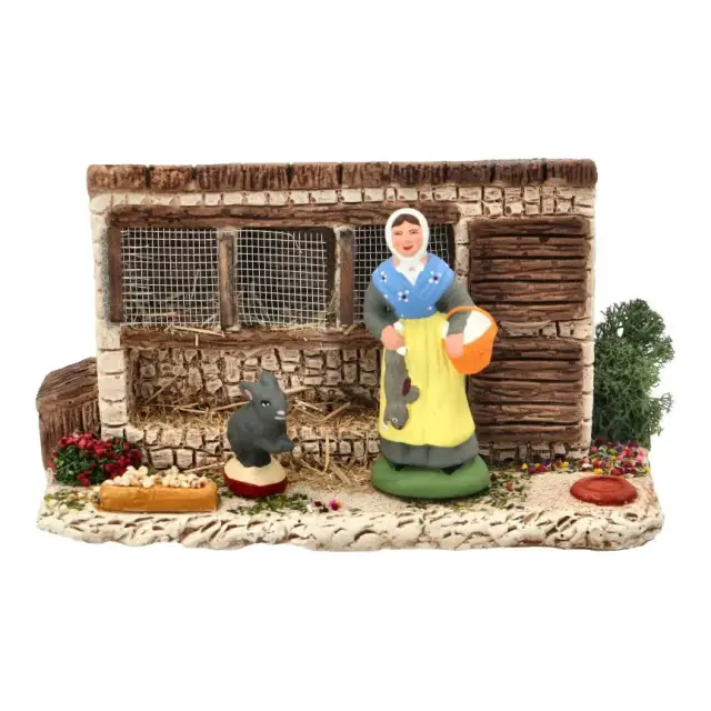 Santon Carbonel (N°2) Provencal Femme au Lapin