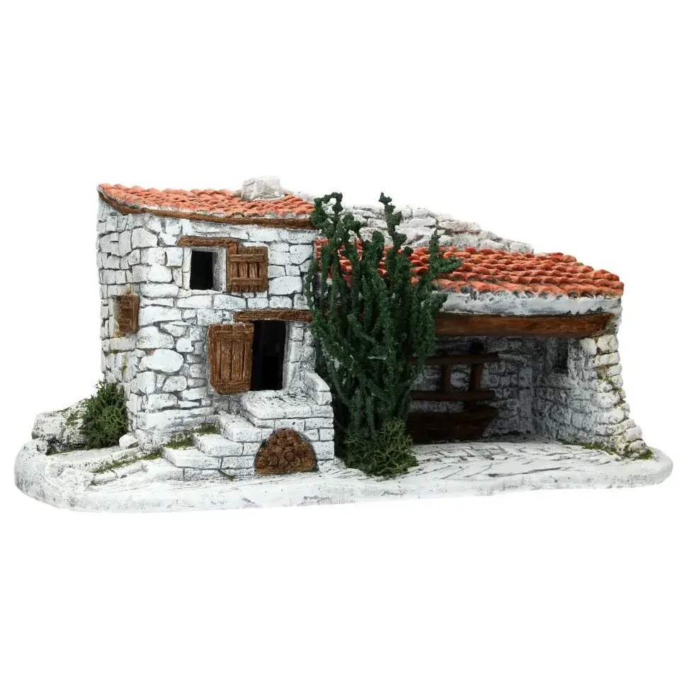 Décor pour santons de Provence - Mas/étable avec lumière - 45 X 16 X H 21 cm