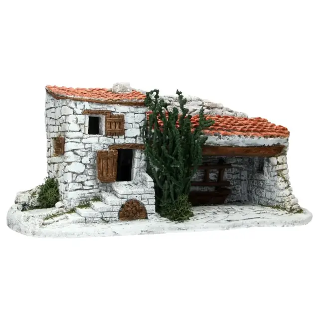 Décor pour santons de Provence - Mas/étable avec lumière - 45 X 16 X H 21 cm