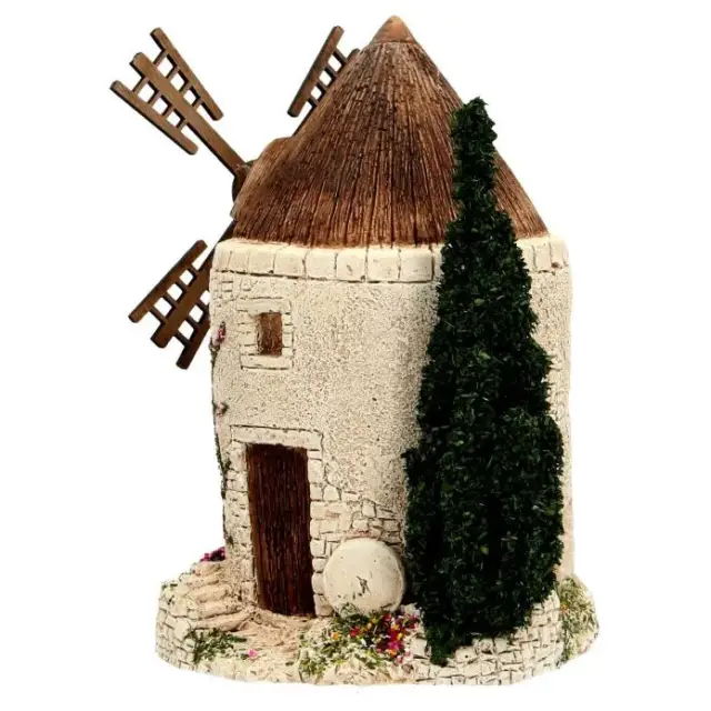 Décor pour santons de Provence Moulin avec arbre 24 x 15 cm