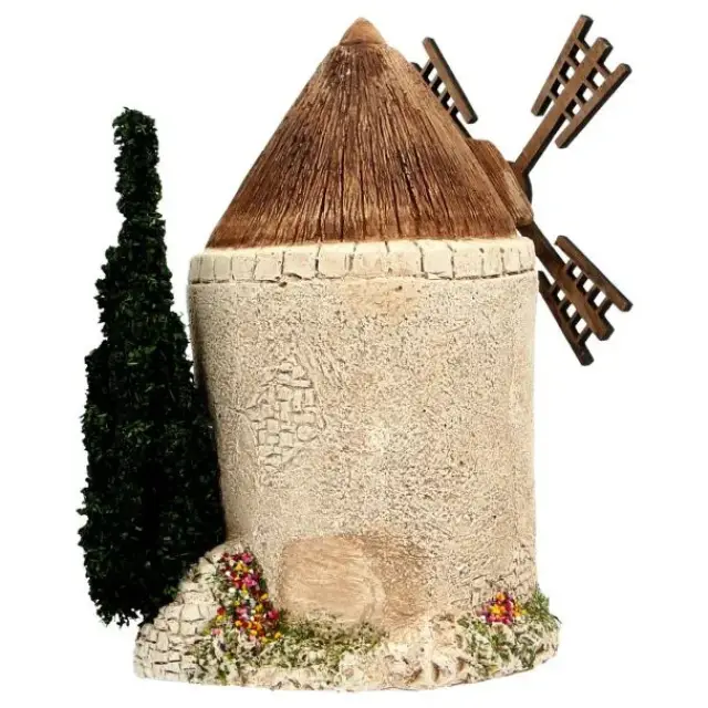 Décor pour santons de Provence Moulin avec arbre 24 x 15 cm