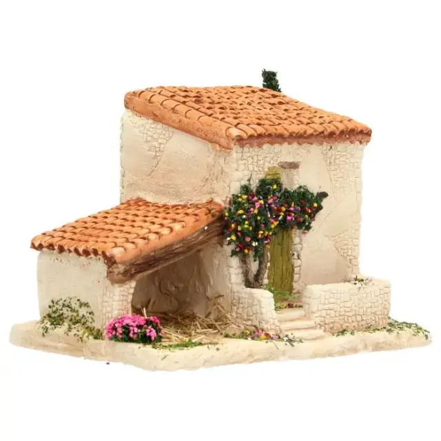 Décor pour santons de Provence Maisonnette et grange 17 x 12 x 12 cm