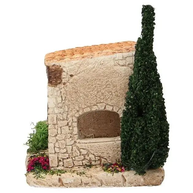 Décor pour santons de Provence Etable avec arbre 15 x 10 x 14 cm