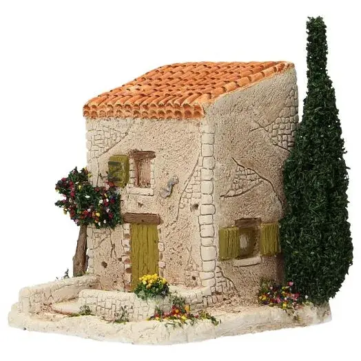 Décor pour santons de Provence Cabanon avec arbre 12 x 10 x 10 cm