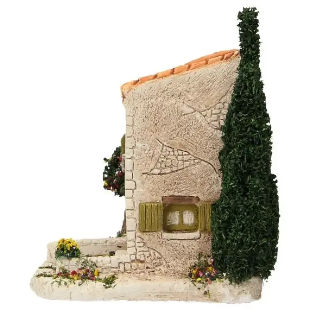Décor pour santons de Provence Cabanon avec arbre 12 x 10 x 10 cm