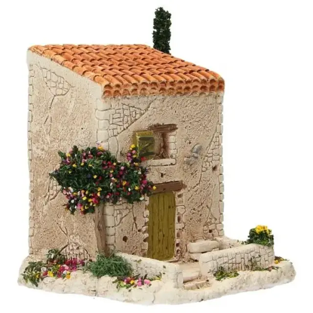 Décor pour santons de Provence Cabanon avec arbre 12 x 10 x 10 cm