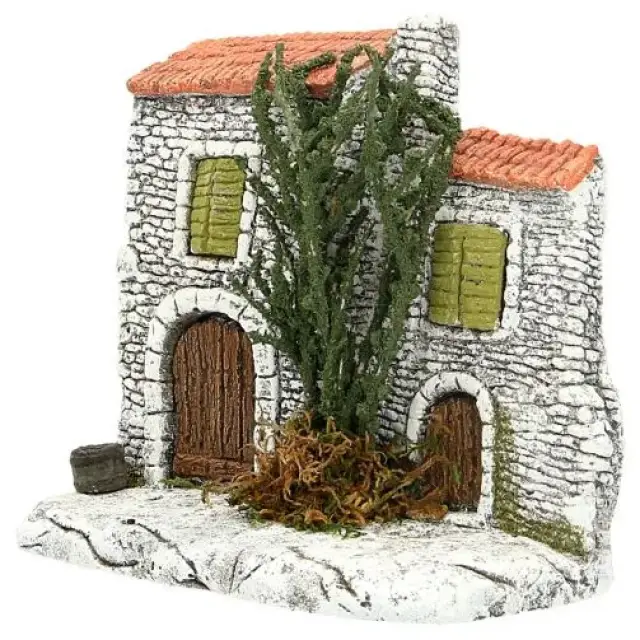 Décor pour santons de Provence - Facade avec porte - 15 x 7 x H 13 cm