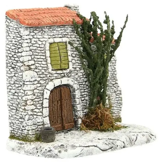 Décor pour santons de Provence - Facade avec porte - 15 x 7 x H 13 cm
