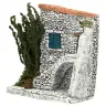Décor pour santons de Provence - Facade avec escalier - 15 x 6 x H 14 cm
