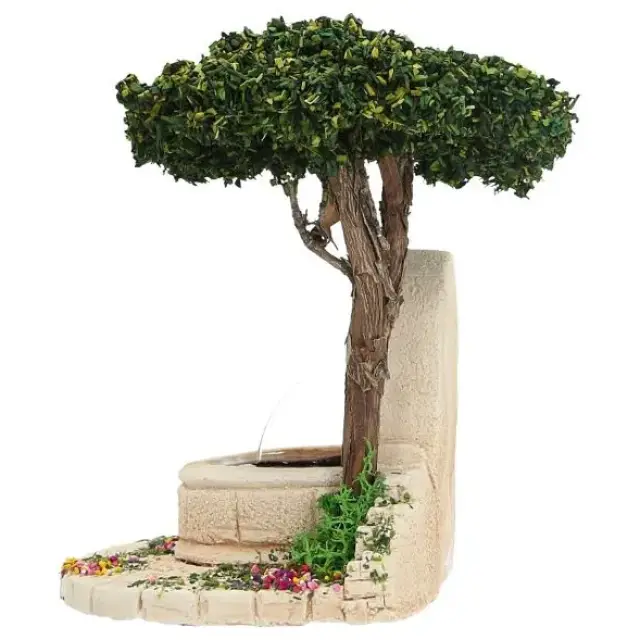 Decor voor santons de Provence Muurfontein met boom 13x9x9 cm