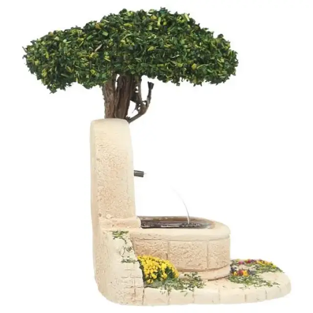 Decor voor santons de Provence Muurfontein met boom 13x9x9 cm