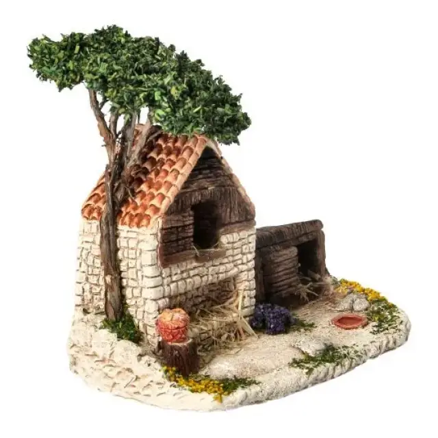 Décor pour santons de Provence Clapier avec arbre - 18 x 10 cm