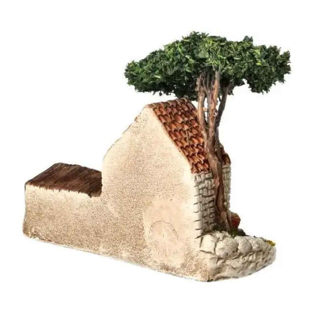 Décor pour santons de Provence Clapier avec arbre - 18 x 10 cm