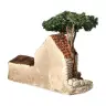 Décor pour santons de Provence Clapier avec arbre - 18 x 10 cm