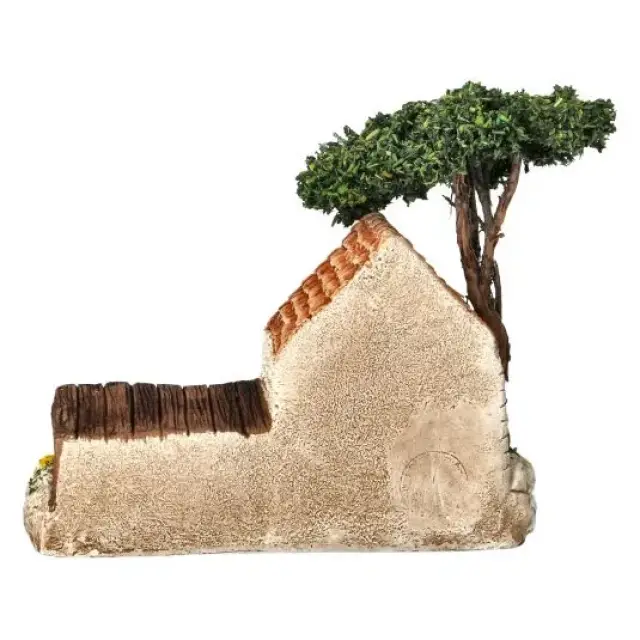 Décor pour santons de Provence Clapier avec arbre - 18 x 10 cm