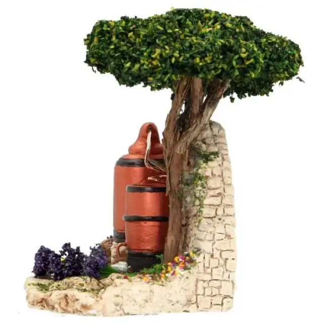 Décor pour santons de Provence Alambic avec arbre 18 x 10 cm
